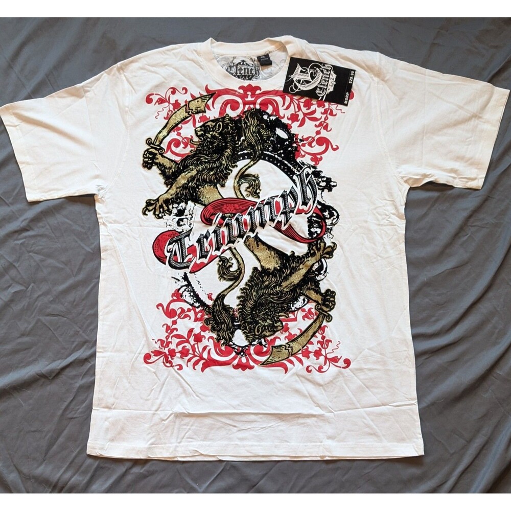 NWT Clench Jeans T-Shirt 4XL TRIUMPH Affliction-Style Graphics Hip Hop Deadstock